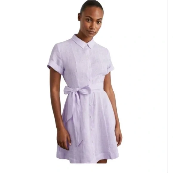 knee length dresses for ladies Laura Linen Dress White main image 0